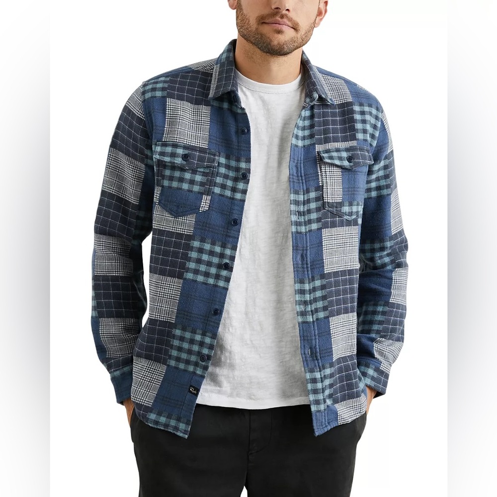 RAILS $148 Banton Blue Patchwork Button-Down Sz L… - image 7